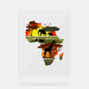 Señal Acrílica Vida salvaje del continente africano Sunset Safari