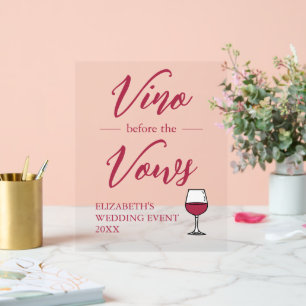 Señal Acrílica Vino Antes de las Votos Despedida de Soltera