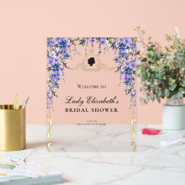 Señal Acrílica Vintage Blue Florals Bridgerton Bridal Shower