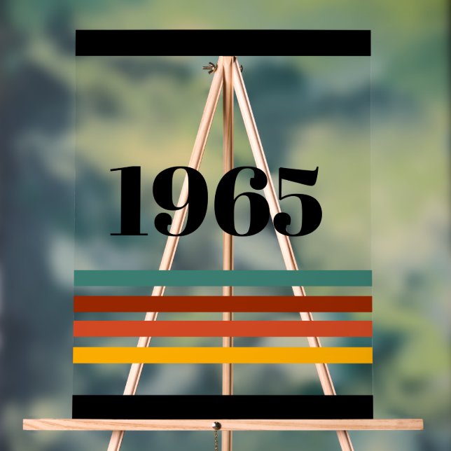 Señal Acrílica Vintage de rayas retro de 1965 (Neutral )