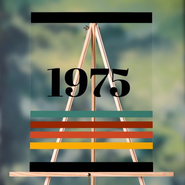 Señal Acrílica Vintage de rayas retro de 1975 (Neutral )