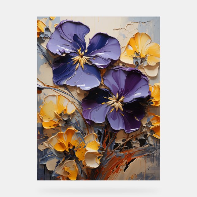Señal Acrílica Viola - Impasto Floral (Anverso)