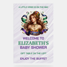 Señal Acrílica Virgo Zodiac Baby Shower Lavender and Green