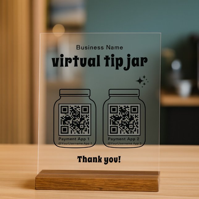 Señal Acrílica Virtual Tip Jar with 2 QR Code (Subido por el creador)