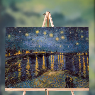 Señal Acrílica Vista del río de la noche estrellada del paseo mar