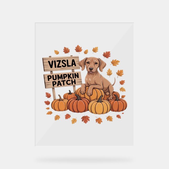 Señal Acrílica Vizsla Pumpkin Parche Perros Amantes Acción de Gra (Anverso)
