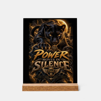 Señal Acrílica VLLC Power Moves In Silence Black Panther Motivati