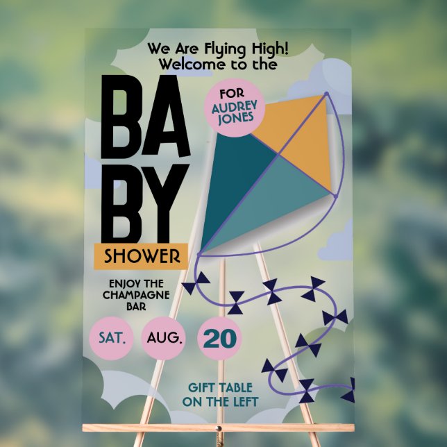 Señal Acrílica Volamos Baby Shower de cometas de alto rendimiento (Neutral )