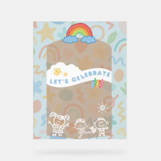 Señal Acrílica ¡Volante editable para niños! Tablero lindo y esté