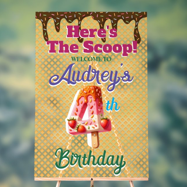 Señal Acrílica Waffle Ice Cream Cone cuarto cumpleaños (Neutral )