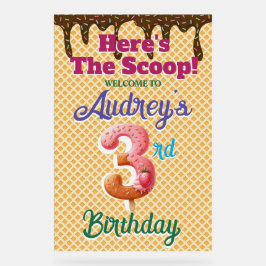 Señal Acrílica Waffle Ice Cream Cone tercer cumpleaños