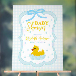 Señal Acrílica Water Droplets Gingham Boy Baby Shower Welcome