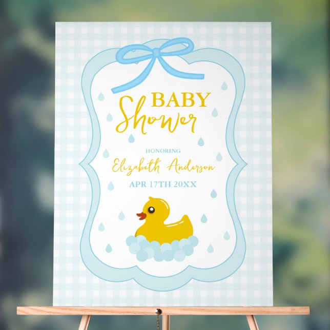 Señal Acrílica Water Droplets Gingham Boy Baby Shower Welcome (Neutral )