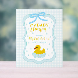 Señal Acrílica Water Droplets Gingham Boy Baby Shower Welcome
