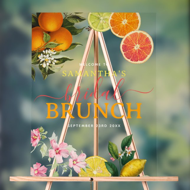 Señal Acrílica Watercolor Citrus Bridal Brunch Bridal Bridal Show (Neutral )
