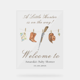 Señal Acrílica Watercolor Hunter Baby shower Welcome