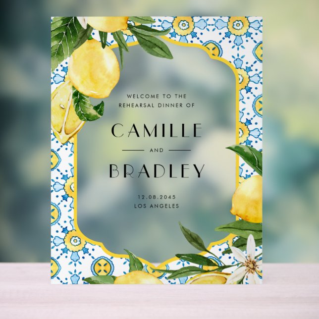 Señal Acrílica Watercolor Lemon: Cena de ensayo mediterráneo (Neutral )