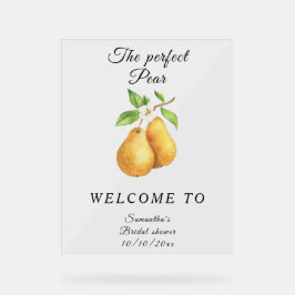 Señal Acrílica Watercolor Perfect Pear Welcome Bridal Shower