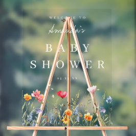Señal Acrílica Watercolor Wildflower Baby Shower