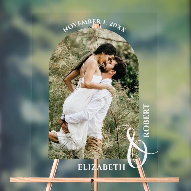 Señal Acrílica Wedding Arched Photo Welcome Sign (Neutral )