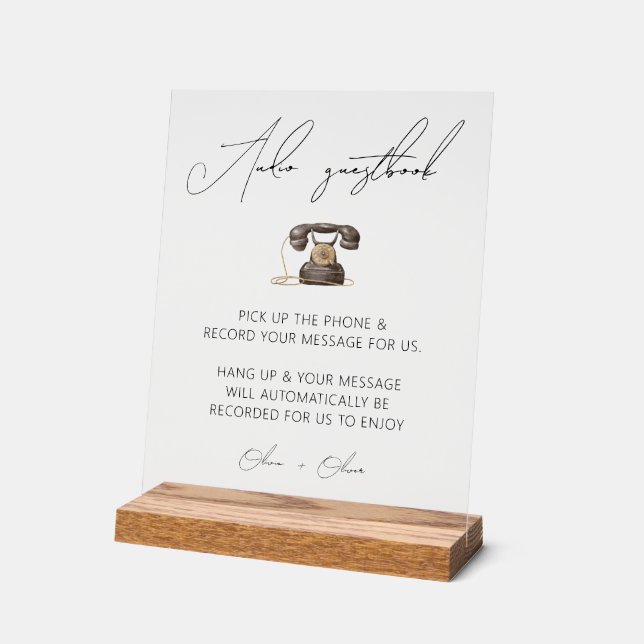 Señal Acrílica Wedding audio guestbook acrylic sign (Ángulo)