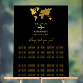 Señal Acrílica Wedding Passport Black Gold Seating Chart