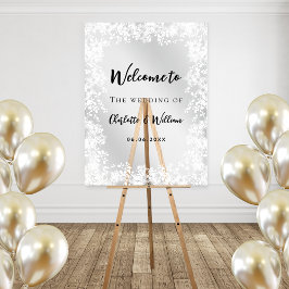 Señal Acrílica Wedding snowflakes winter welcome clear sign
