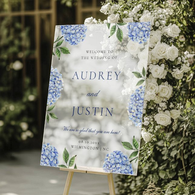 Señal Acrílica Wedding Welcome Sign, Classic Blue Hydrangea (Subido por el creador)