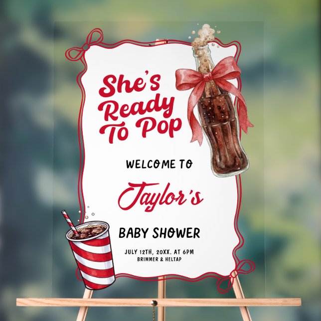 Señal Acrílica Welcome Baby Shower Acrylic Sign, Ready to Pop   (Neutral )