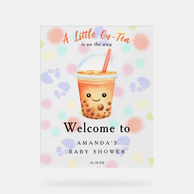 Señal Acrílica  Welcome Bubble Tea Baby shower Welcome (Anverso)