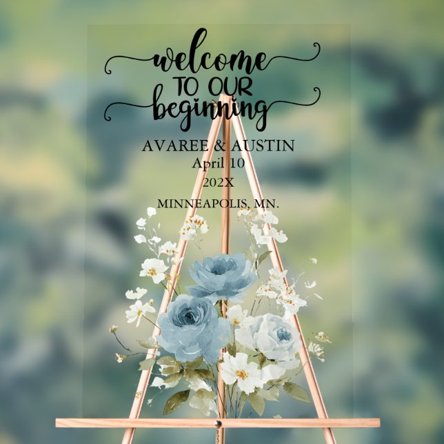 Señal Acrílica Welcome to our Beginning Wedding  Acrylic Sign (Neutral )