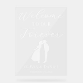 Señal Acrílica Welcome to Our Forever Elegant Wedding Welcome