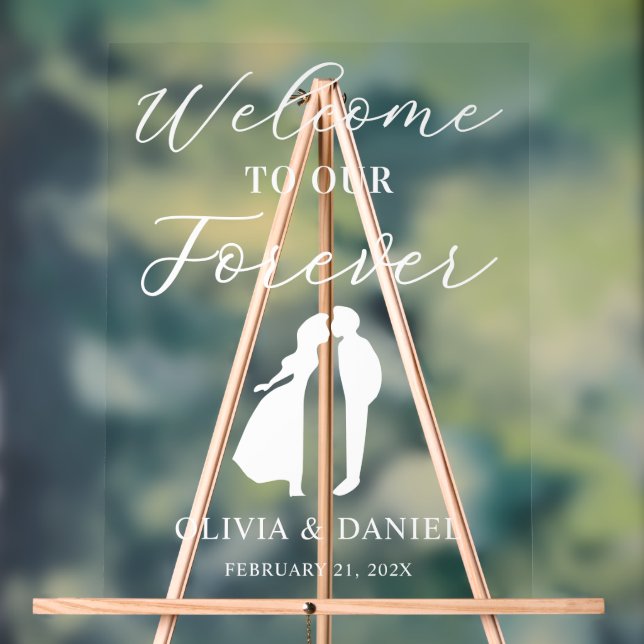 Señal Acrílica Welcome to Our Forever Elegant Wedding Welcome (Neutral )