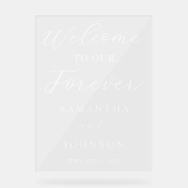 Señal Acrílica Welcome to Our Forever Script Wedding Welcome