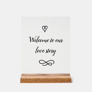 Señal Acrílica Welcome to Our Love Story Romantic Wedding