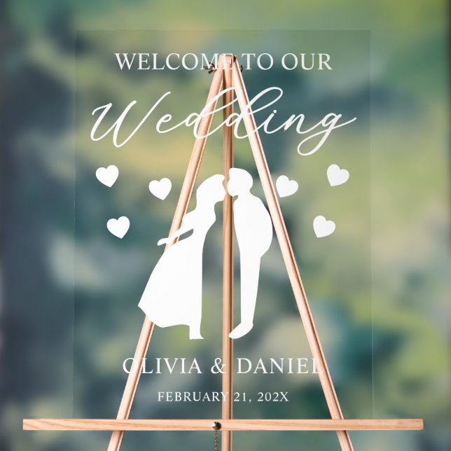 Señal Acrílica Welcome to Our Wedding Personalized (Neutral )
