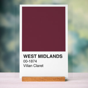 Señal Acrílica West Midlands Villan Claret - Fondo blanco