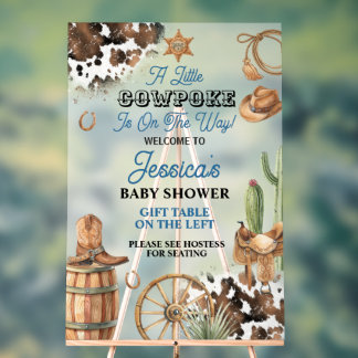 Señal Acrílica Western Theme Boy Baby Shower