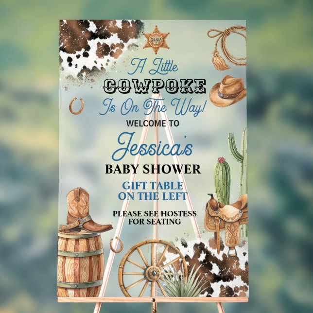 Señal Acrílica Western Theme Boy Baby Shower (Neutral )