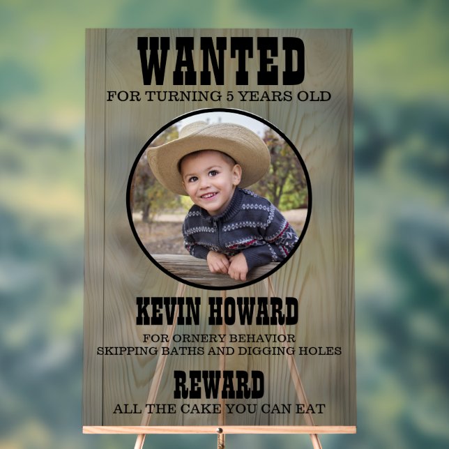 Señal Acrílica Western Wanted Poster Birthday  Sign On (Neutral )