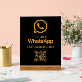 Señal Acrílica WhatsApp QR Code Business Contact Black Gold