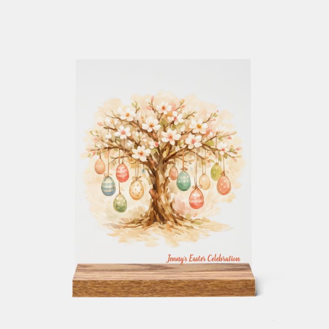 Señal Acrílica Whimsical Customizable Blooming Tree with Eggs (Anverso)