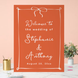 Señal Acrílica Whimsical Italiano Sunset con Boda White Bow