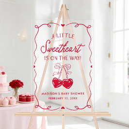 Señal Acrílica Whimsical Little Sweetheart Baby Shower Welcome