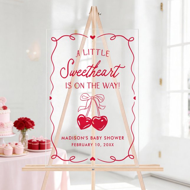 Señal Acrílica Whimsical Little Sweetheart Baby Shower Welcome (Subido por el creador)