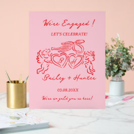 Señal Acrílica Whimsical Personalized Engagement couple Sign