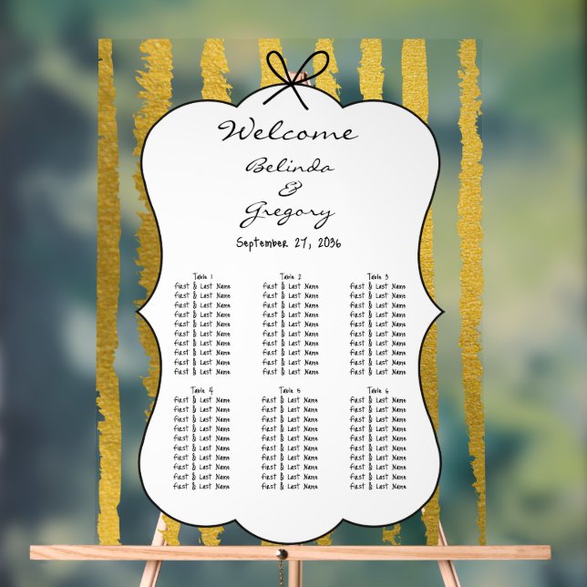 Señal Acrílica Whimsical Stripe Handwritten Wedding Seating Chart (Neutral )