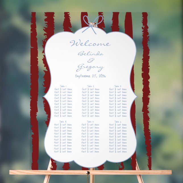 Señal Acrílica Whimsical Stripe Handwritten Wedding Seating Chart (Neutral )