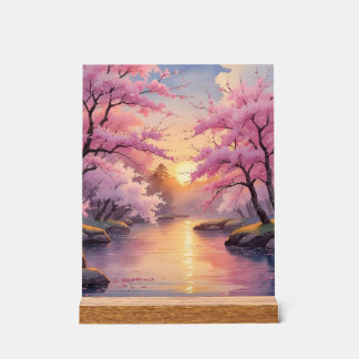 Señal Acrílica Whispers of Sakura at Sunset