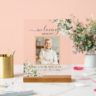 Señal Acrílica White Lilies Floral Funeral Celebration of Life